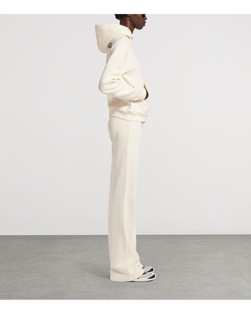 Balenciaga White Cotton Logo Wide-Leg Sweatpants