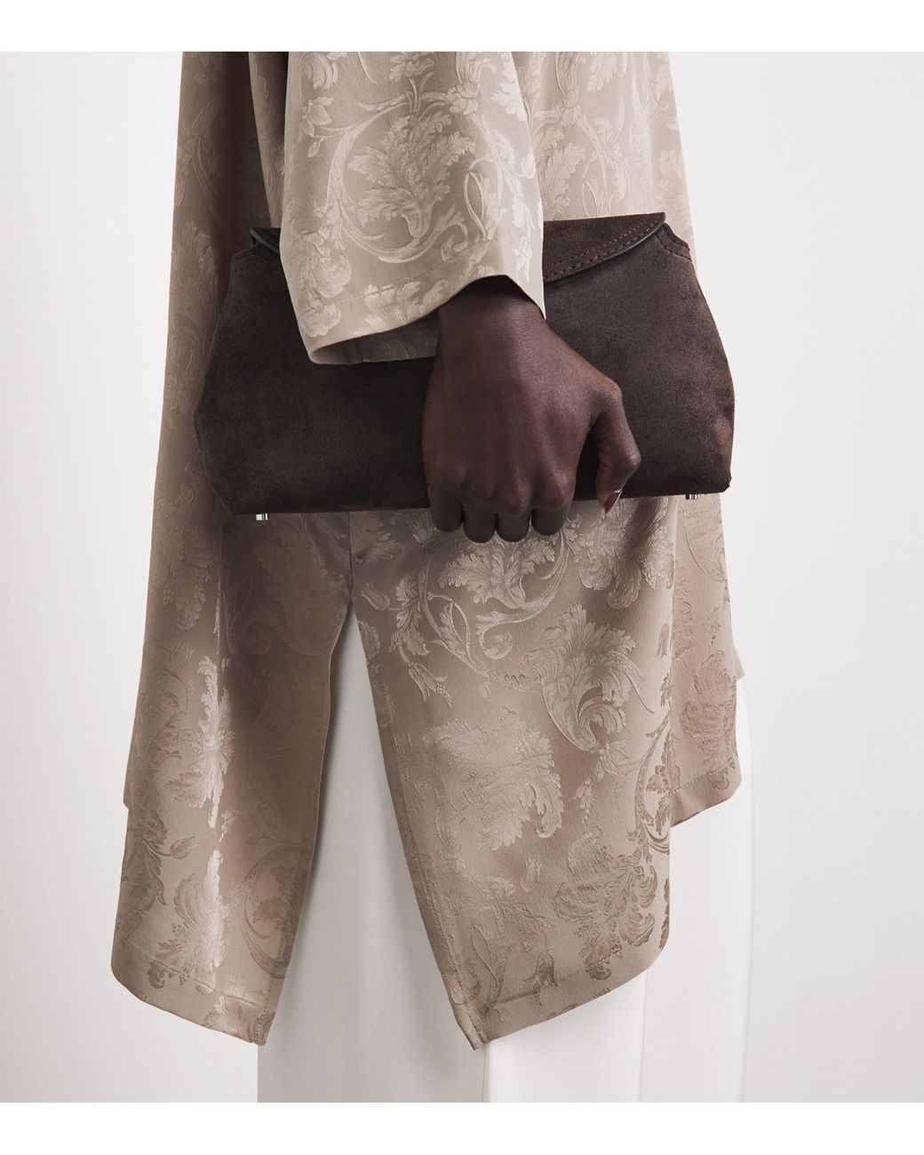 Eskandar Brown Silk Double-Stand Collar Shirt