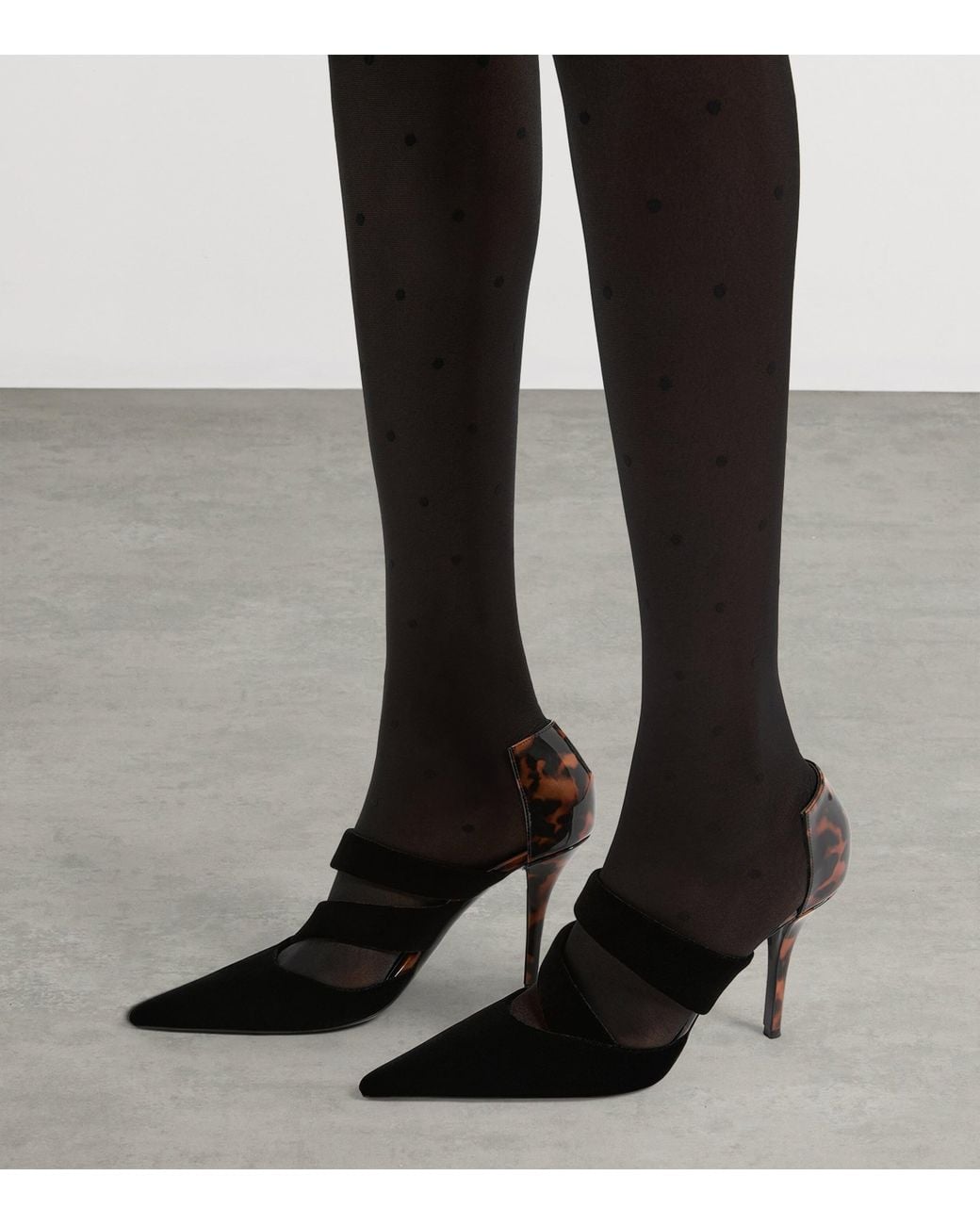 Balmain Black Leather And Velvet Pumps