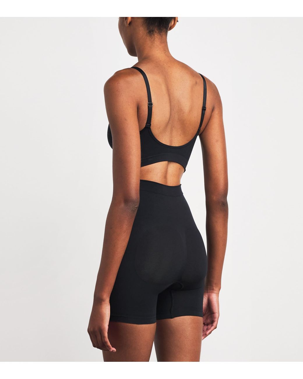 Skims Black Seamless Sculpt Mid-Thigh Shorts