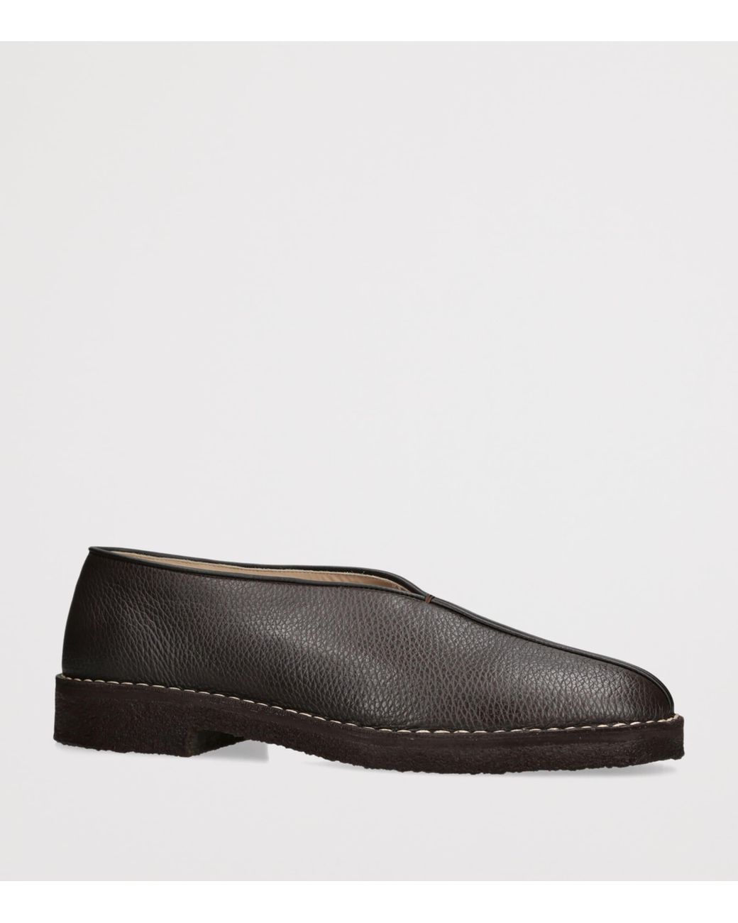 Lemaire Brown Leather Piped Slippers for men