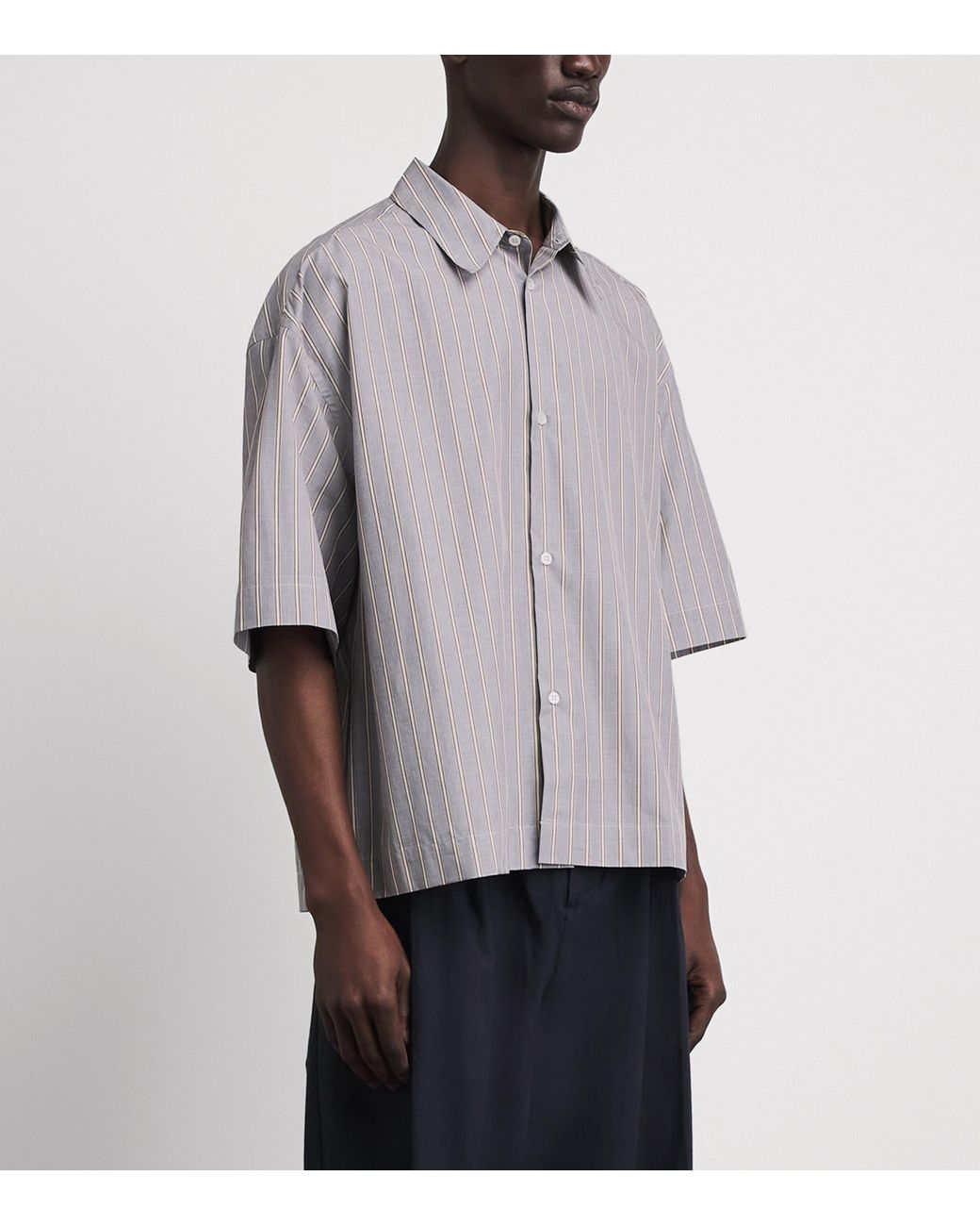 Studio Nicholson Gray Cotton Stripe Sanko Shirt for men