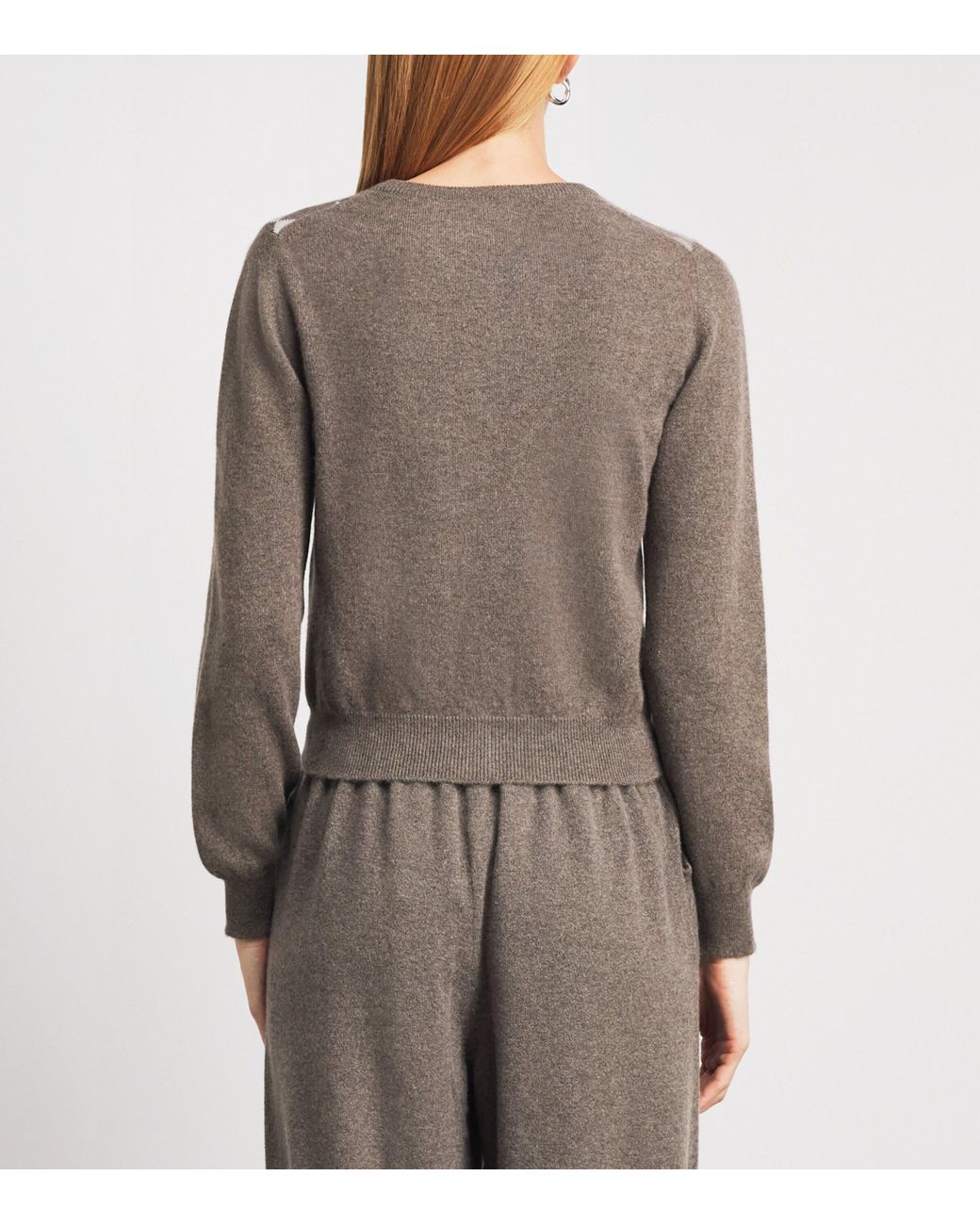 Johnstons Brown Cashmere Argyle Cardigan