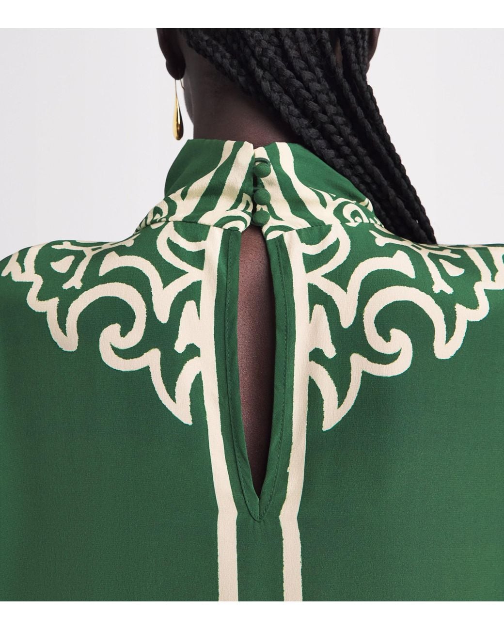 Johanna Ortiz Green Silk Windborne Tunic Maxi Dress