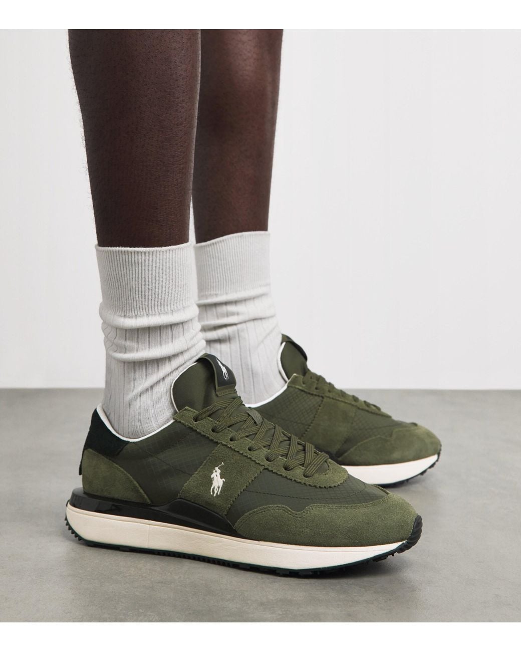 Polo Ralph Lauren Green Suede-Blend Train 89 Sneakers for men
