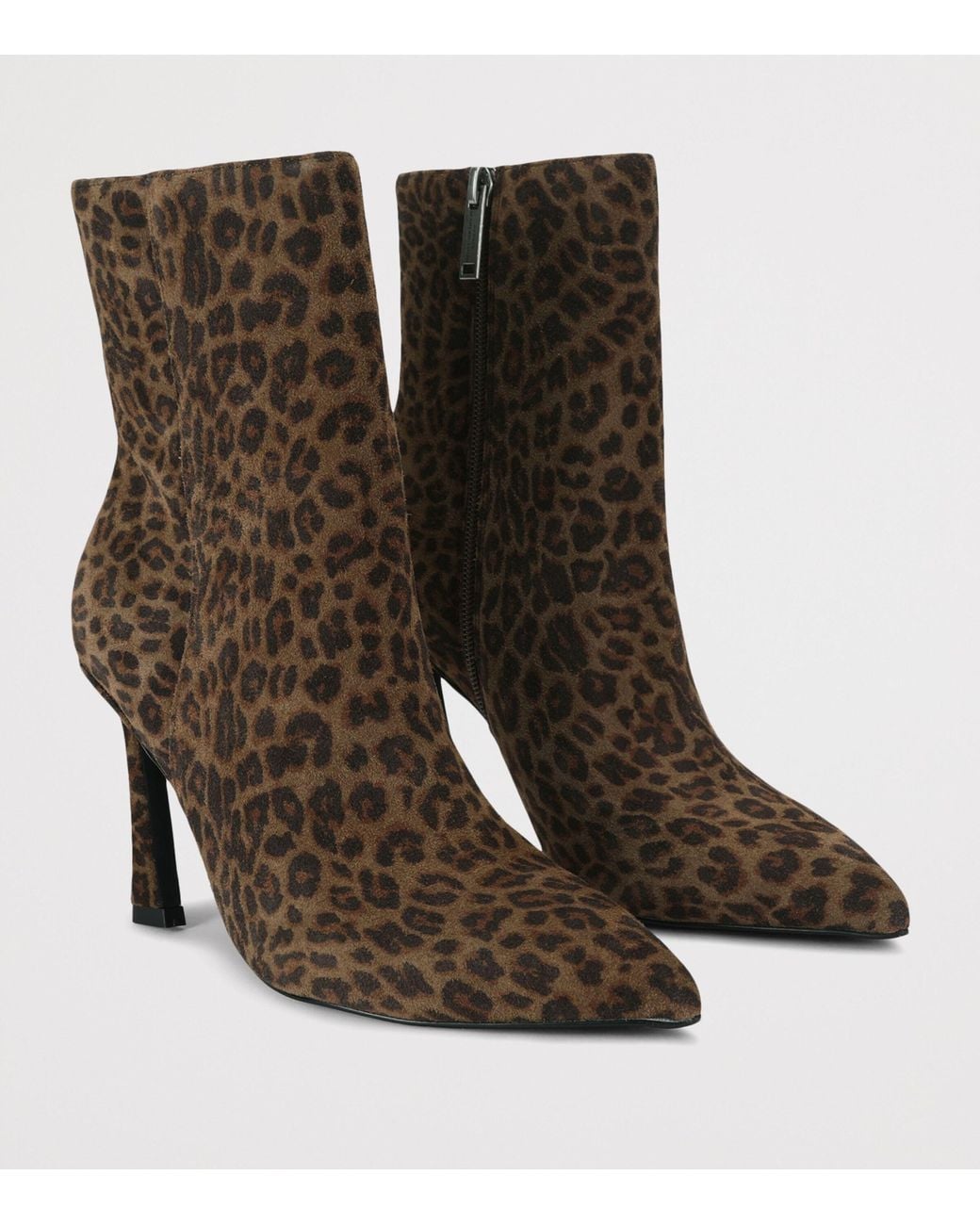 Kurt Geiger Brown Suede Leopard Print Annabel Ankle Boots