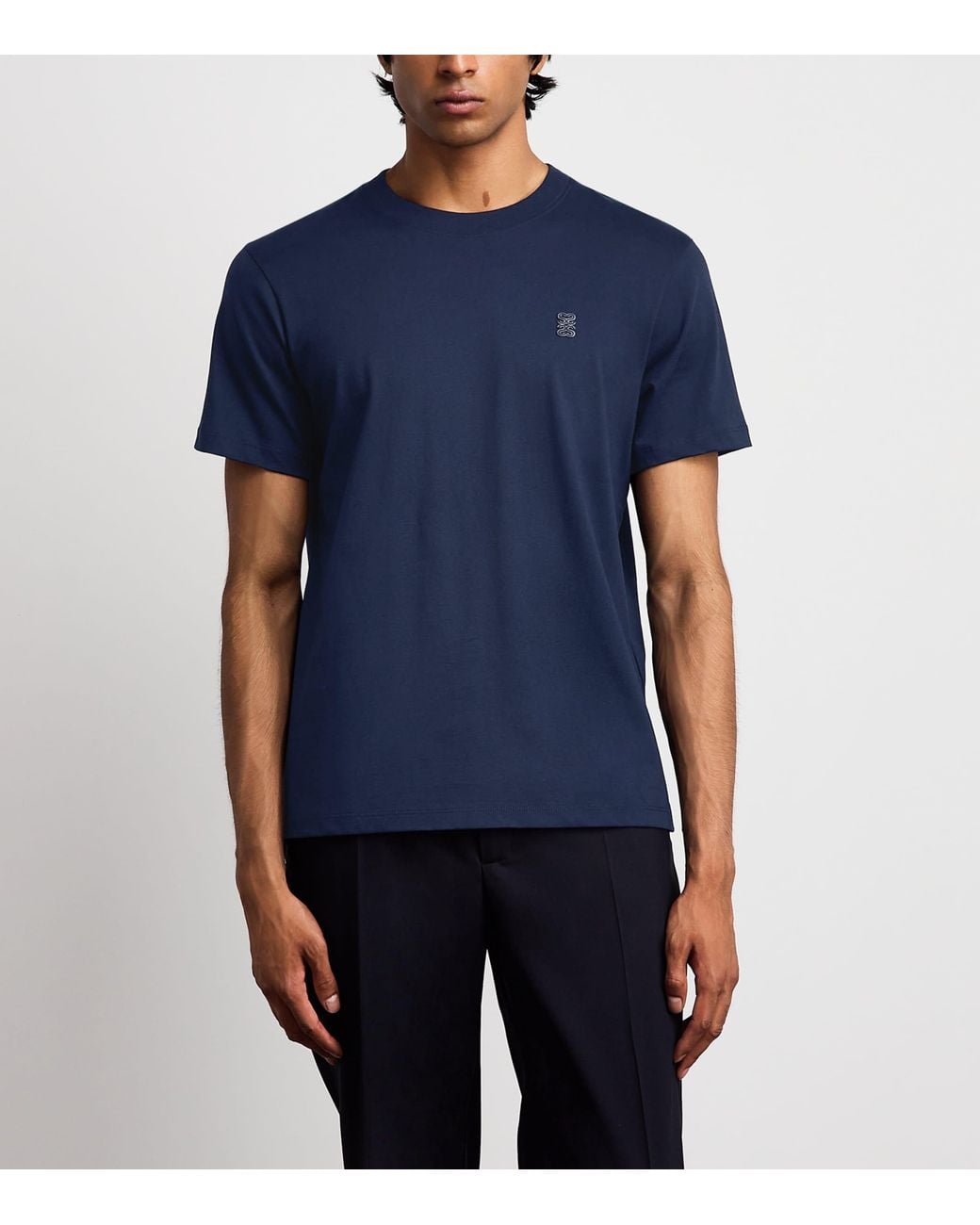 Sandro Blue Cotton Logo-Patch T-Shirt for men