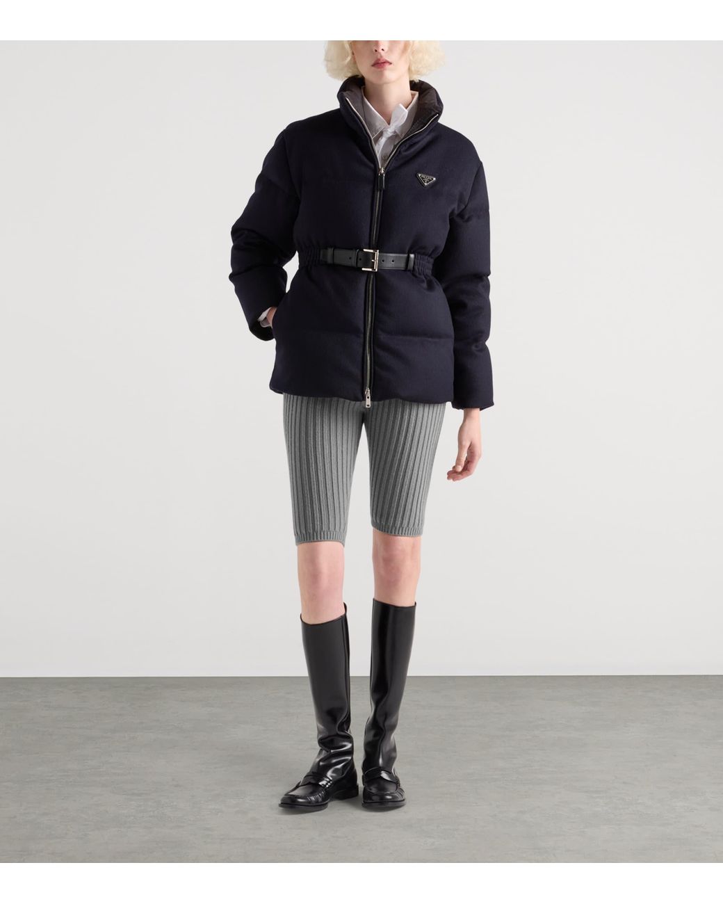Prada Blue Down Loden Puffer Jacket