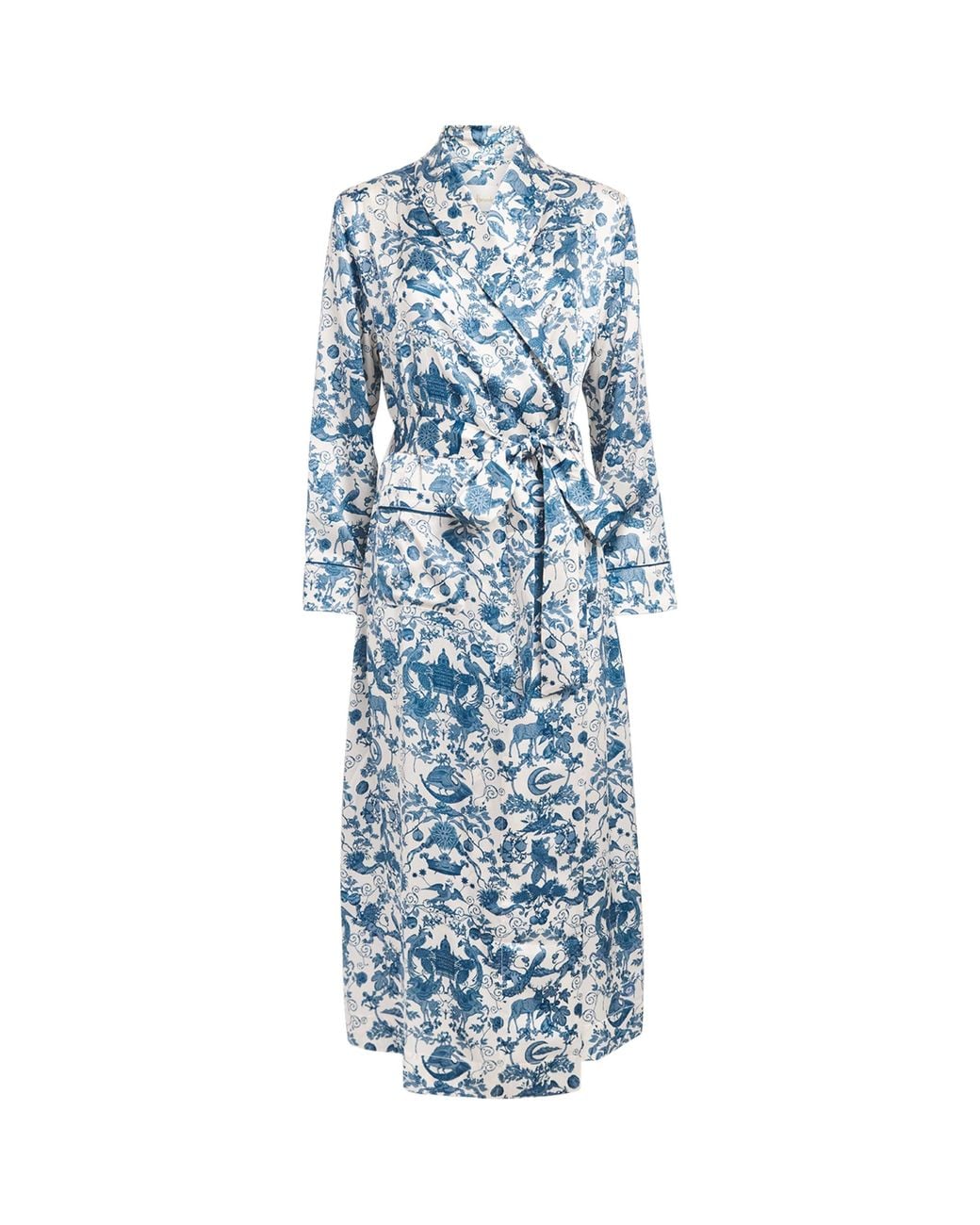 Harrods Blue Silk Menagerie Night Robe