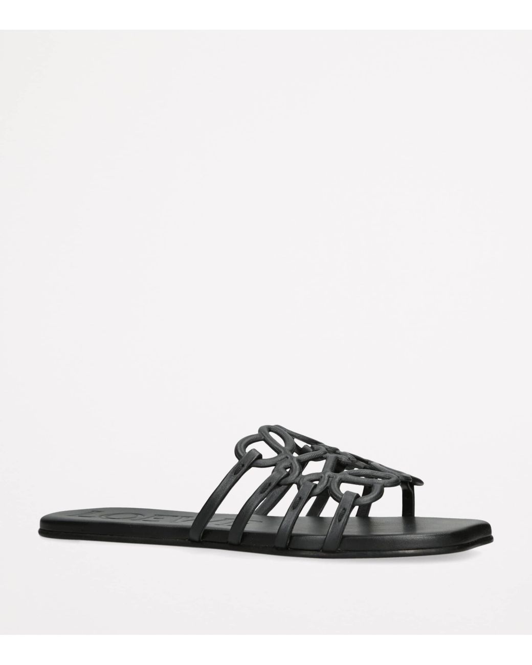 Loewe Black Leather Petal Anagram Slides