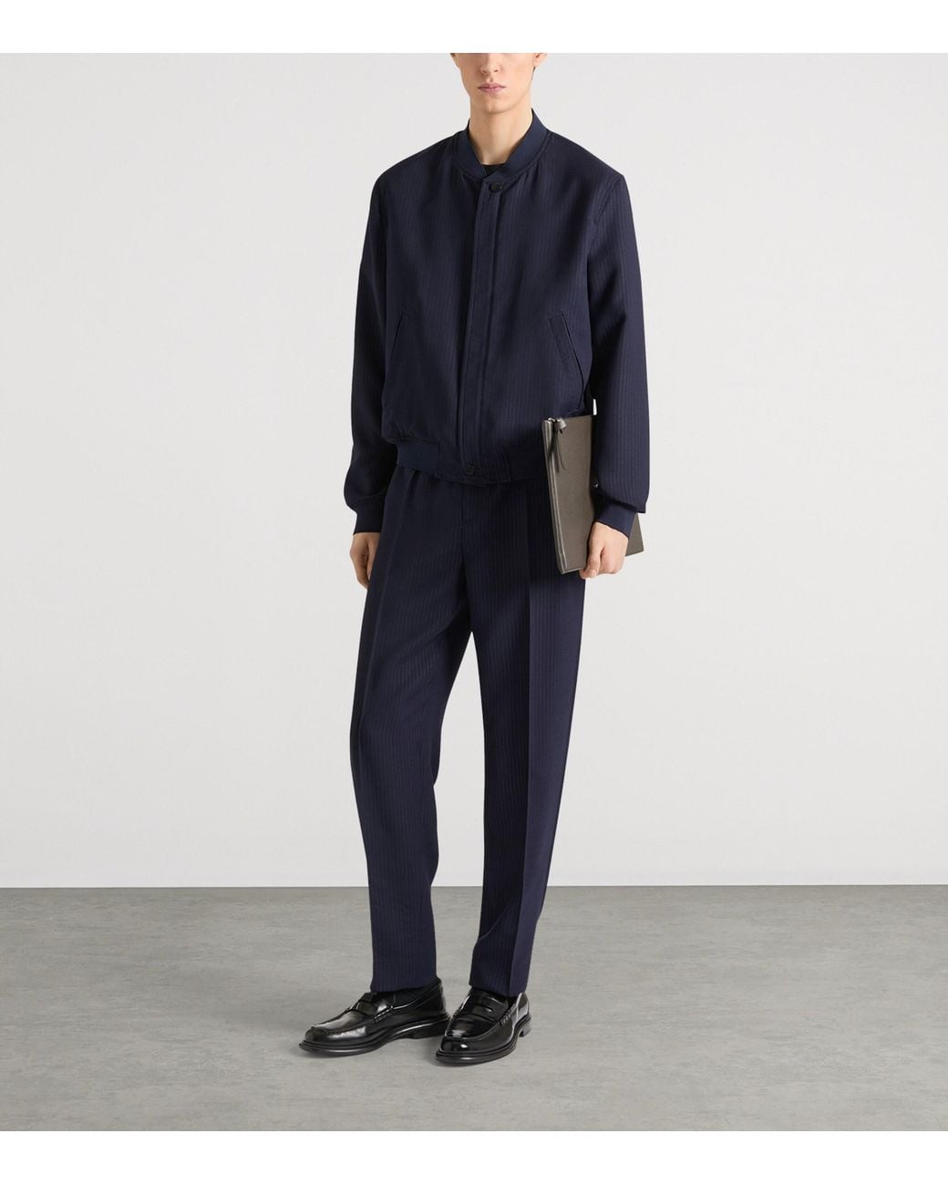 Givenchy Blue Wool-Blend Stripe Bomber Jacket for men