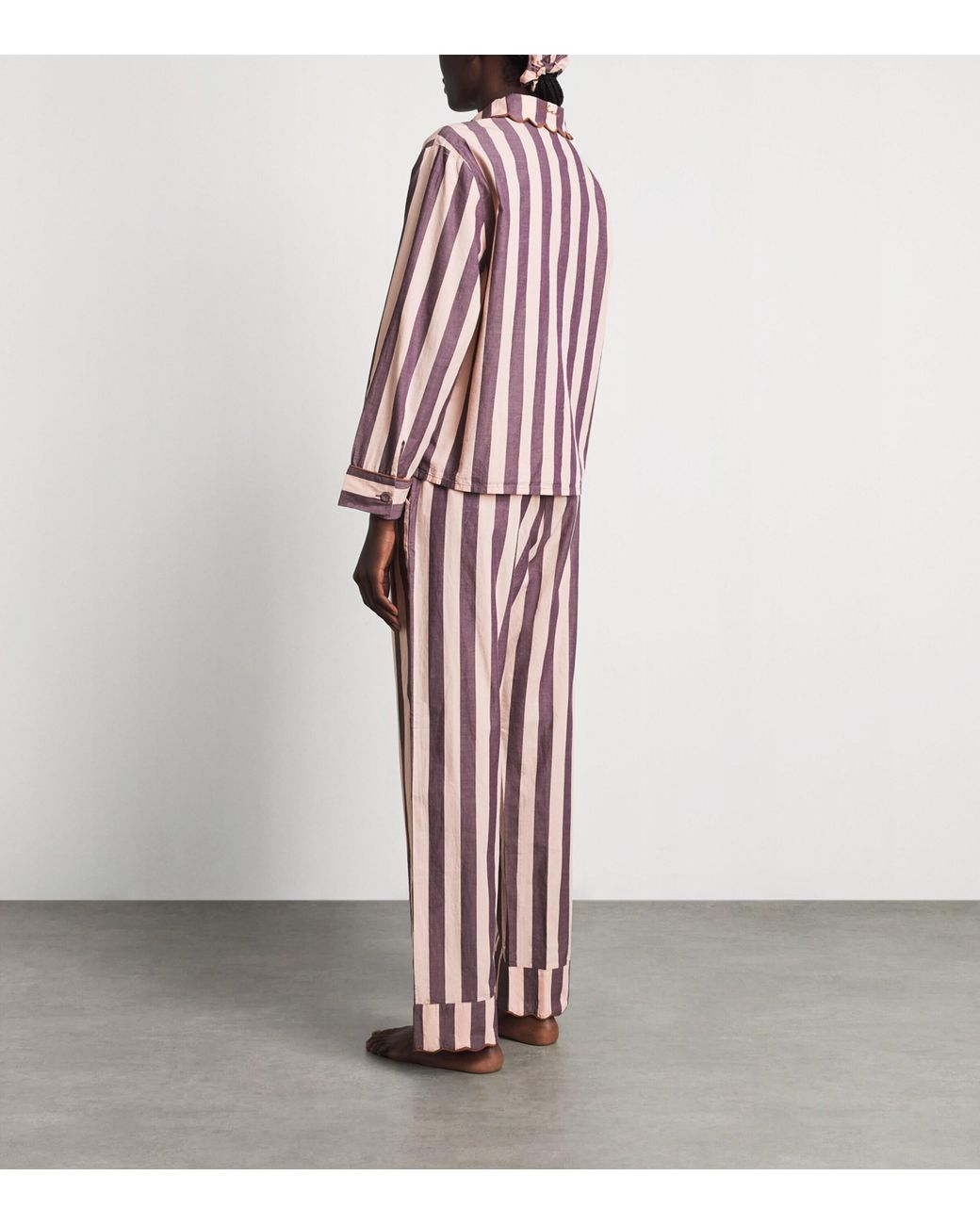 TBCo Purple Cotton Stripe Scalloped Pyjama Set