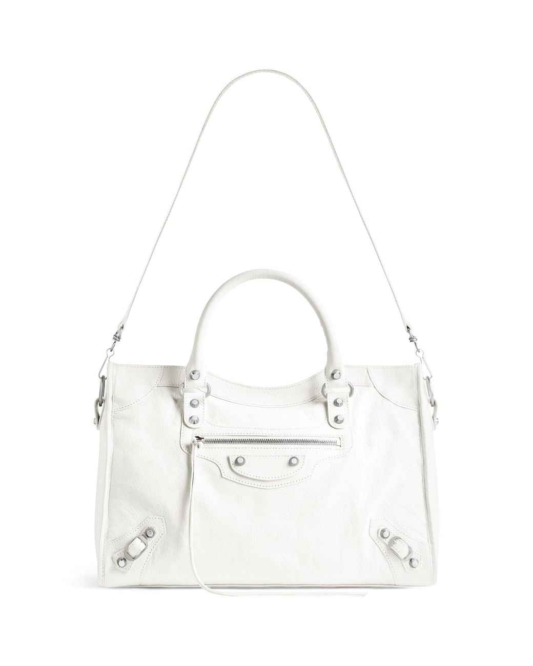 Balenciaga White Medium Leather Le City Top-Handle Bag