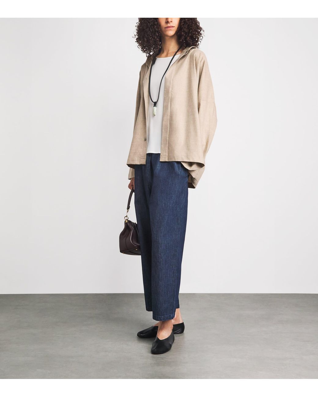 Eskandar Brown Virgin Wool-Cashmere Double Stand-Collar Shirt