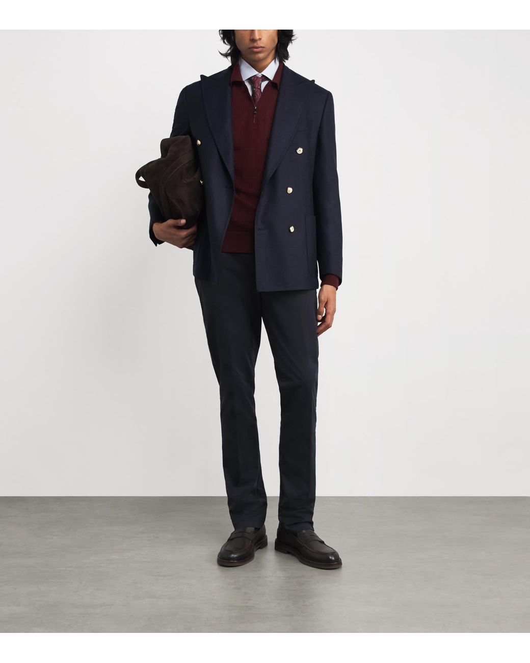Corneliani Blue Virgin Wool Double-Breasted Blazer for men