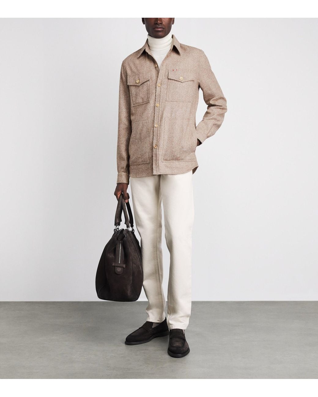 Isaia Natural Alpaca-Wool Overshirt for men