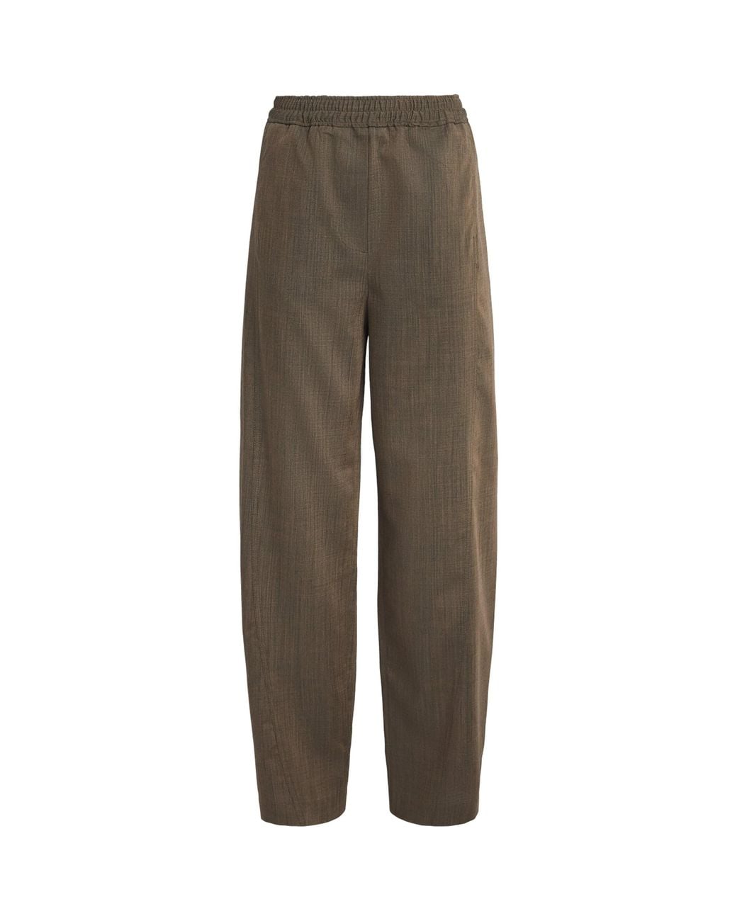 Ganni Brown Wool Elasticated Straight Trousers