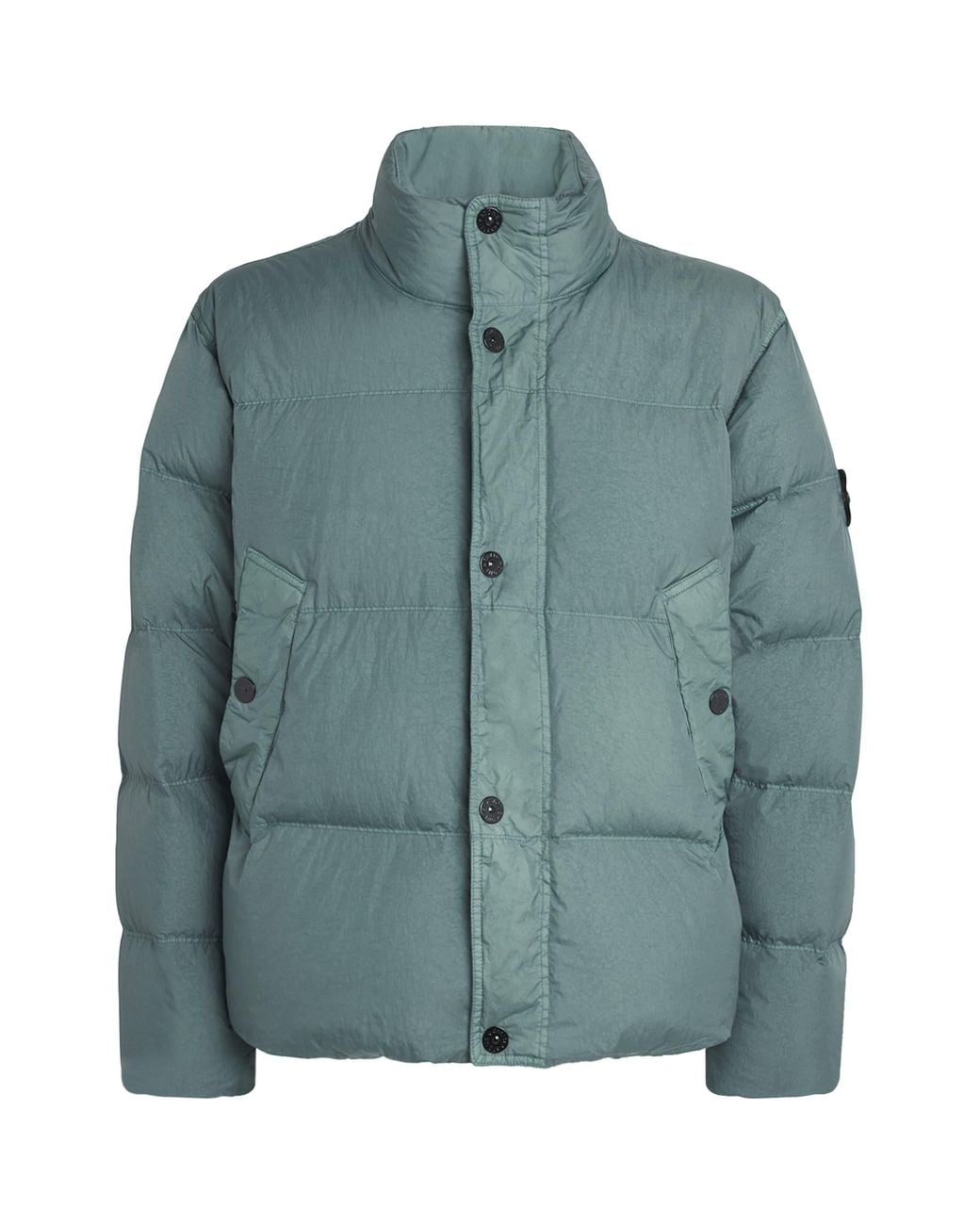 Stone Island Green Garment-Dyed Down Jacket for men
