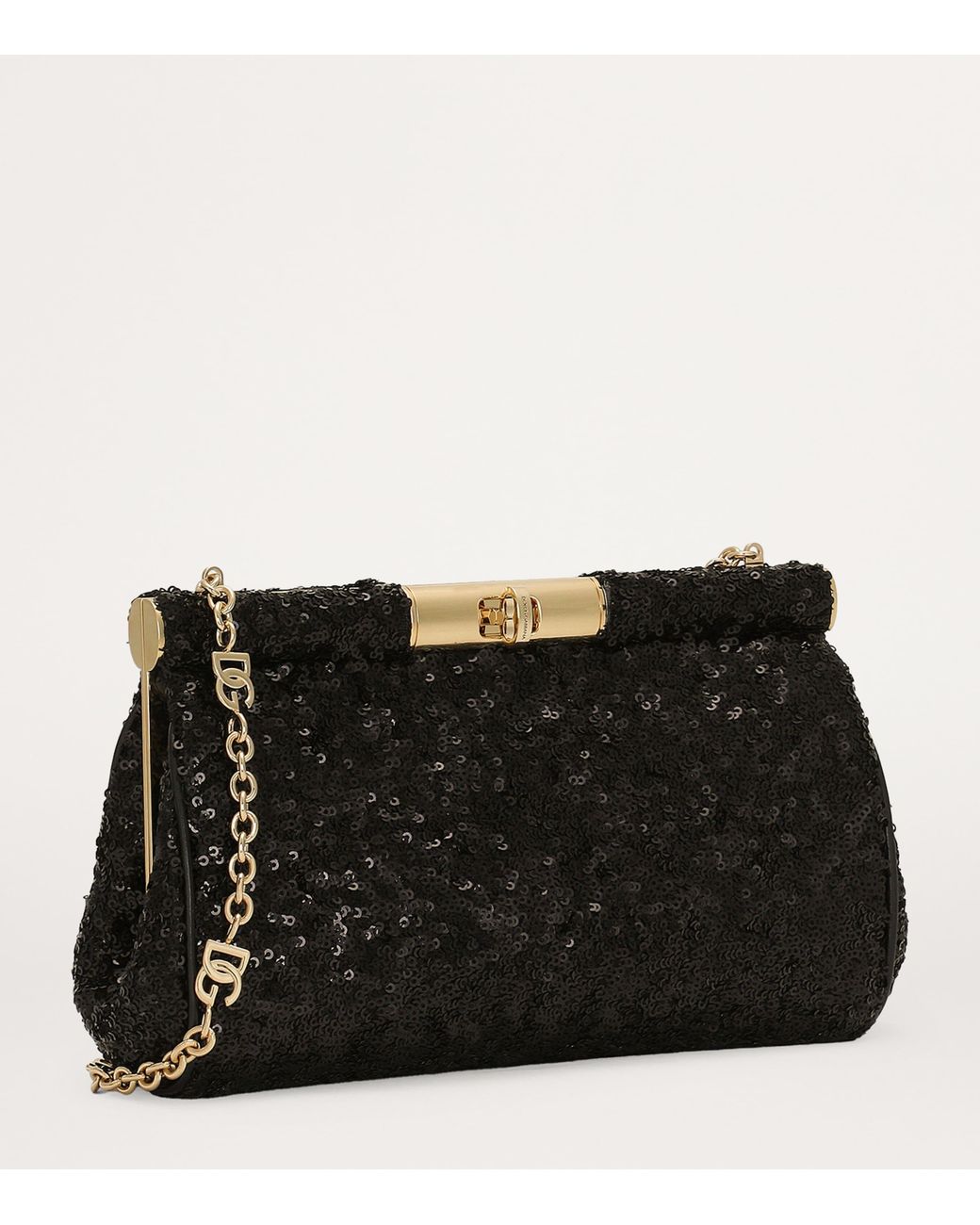 Dolce & Gabbana Black Medium Sequin-Detail Marlene Shoulder Bag