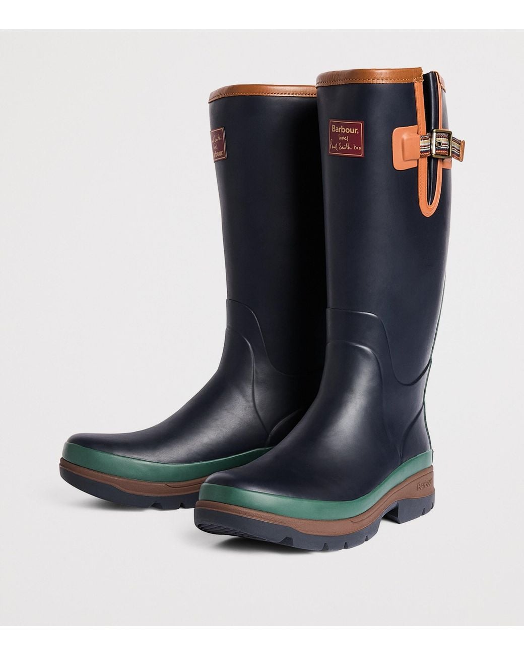 Barbour Blue X Paul Smith Tall Wellington Boots for men
