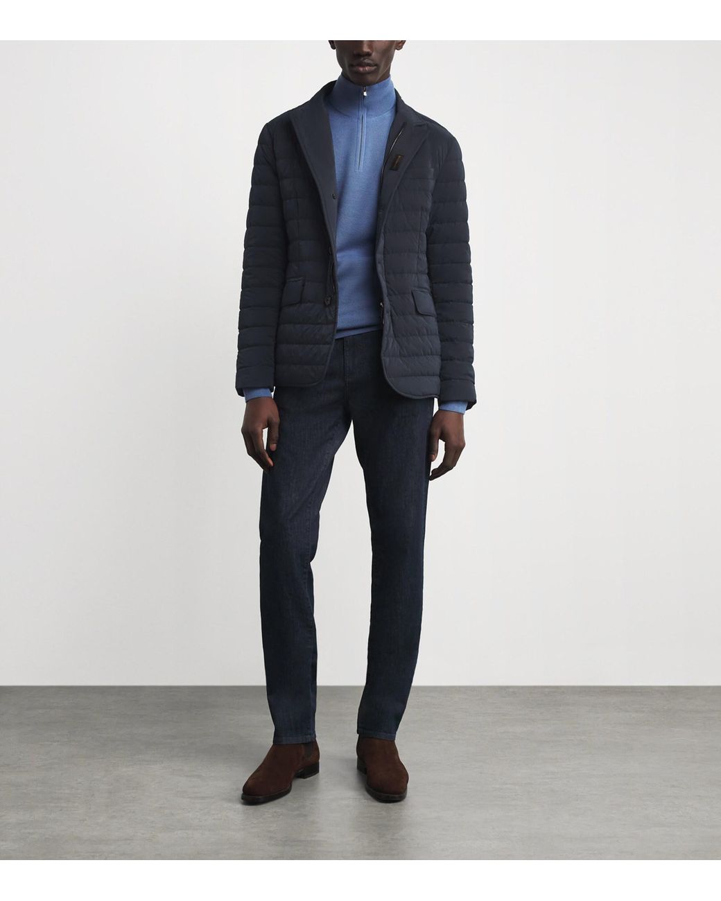 Moorer Blue Quilted Zavyer Jacket for men