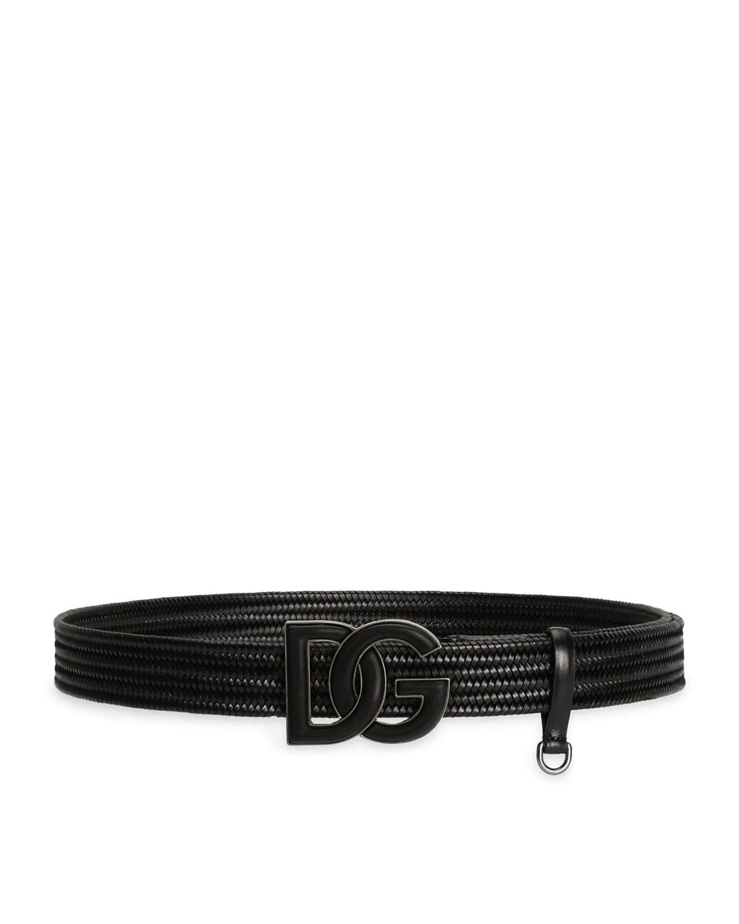 Dolce & Gabbana Black Leather Woven Belt for men