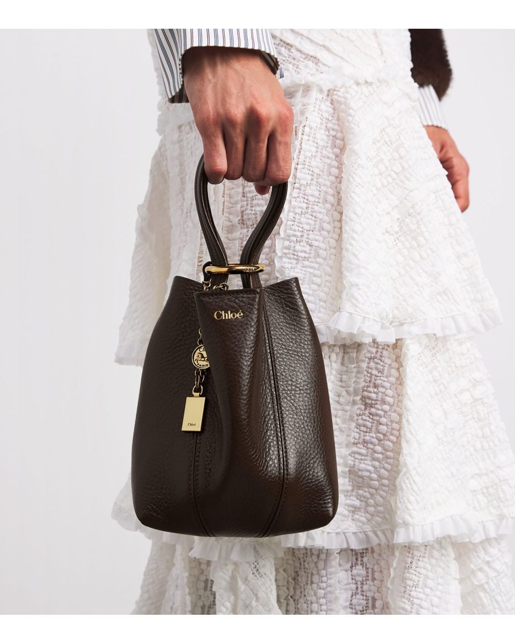 Chloé Brown Small Calfskin Spin Tote Bag