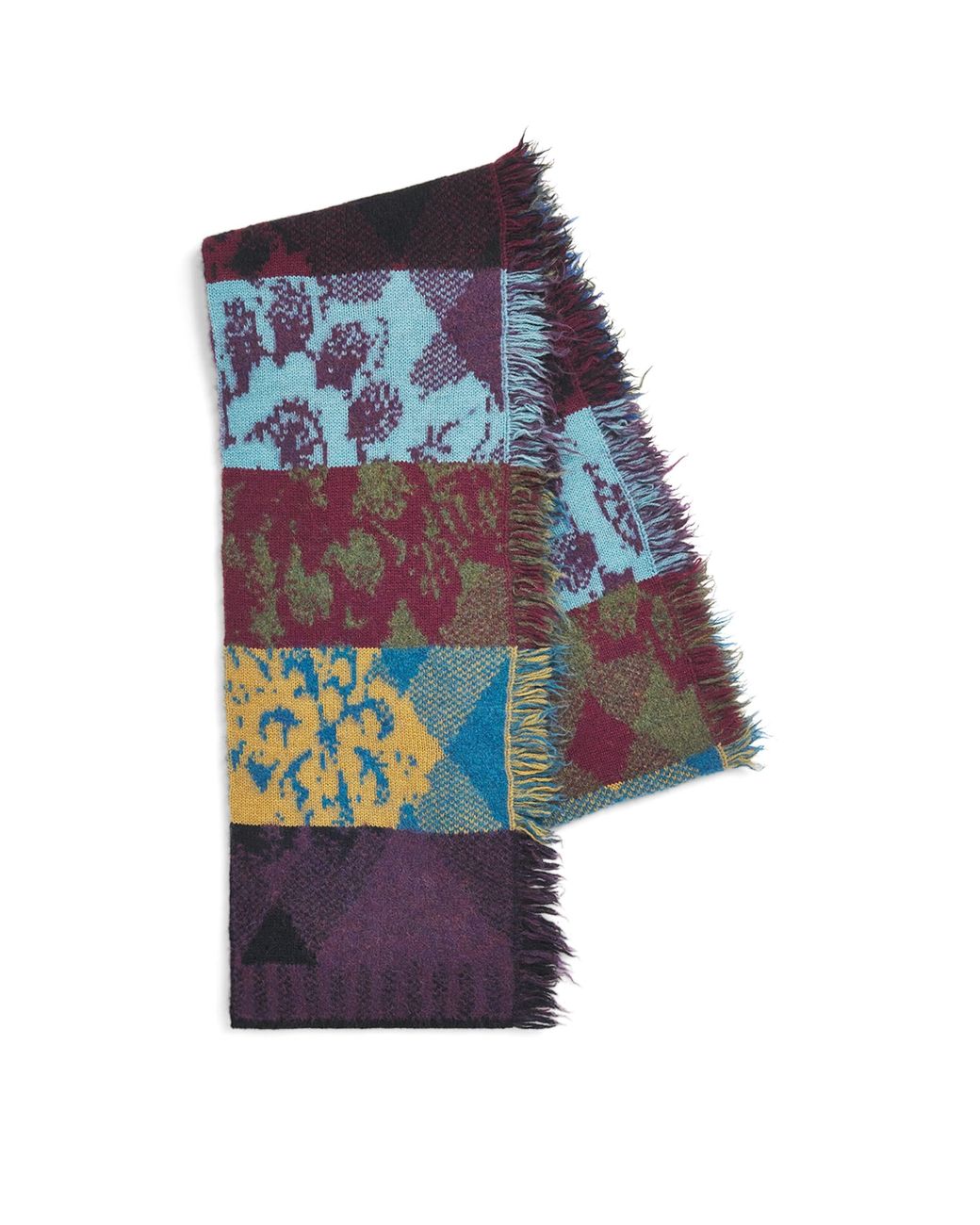 Dries Van Noten Blue Wool-Blend Patchwork Scarf for men