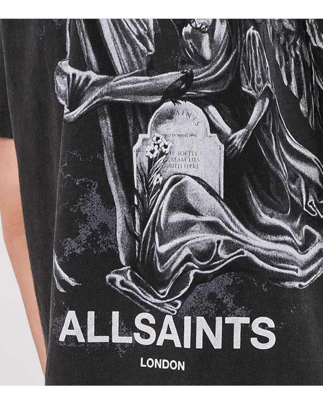 AllSaints Black Angel-Print Seraph T-Shirt for men