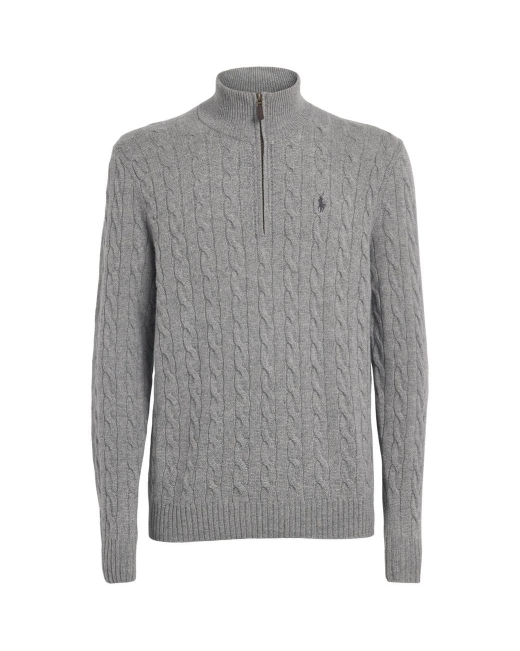 Polo Ralph Lauren Gray Wool-Cashmere Quarter-Zip Sweater for men