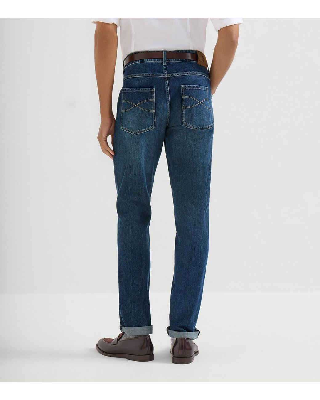 Brunello Cucinelli Blue Stretch-Cotton Slim Jeans for men