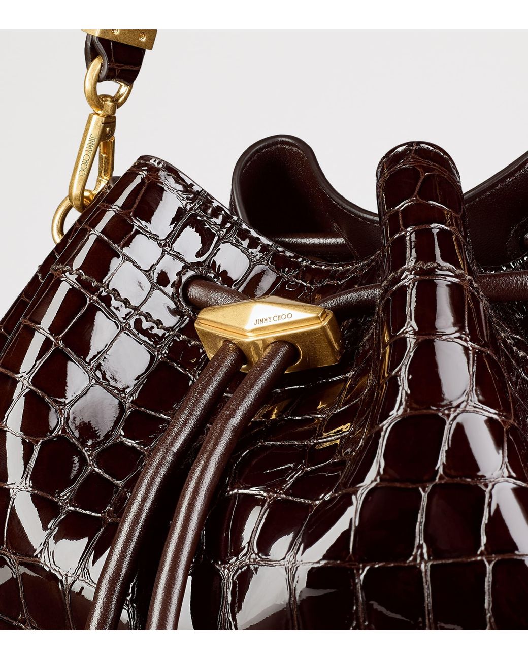 Jimmy Choo Brown Medium Cinch Leather Shoulder Bag