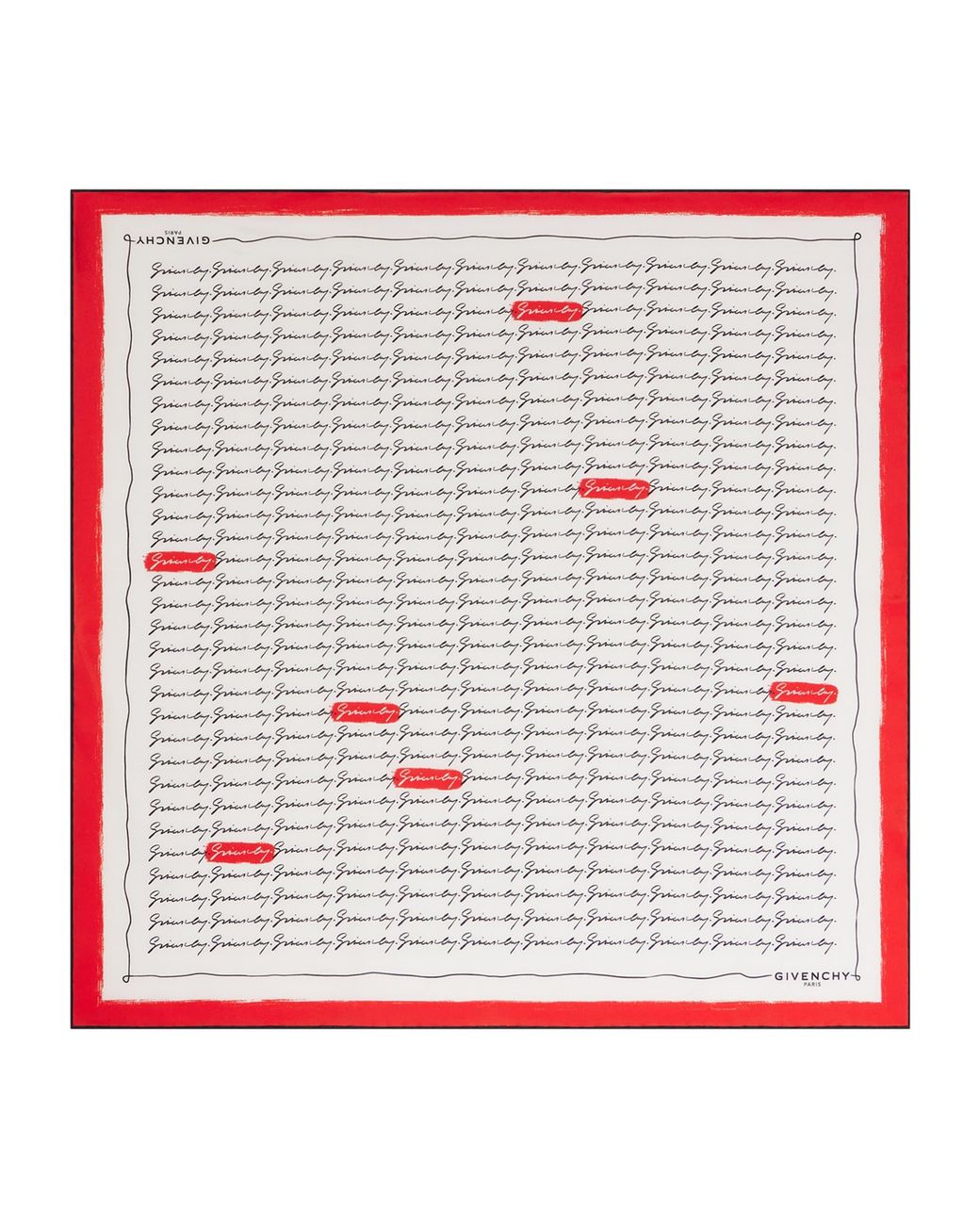 Givenchy Red Silk Signature Scarf