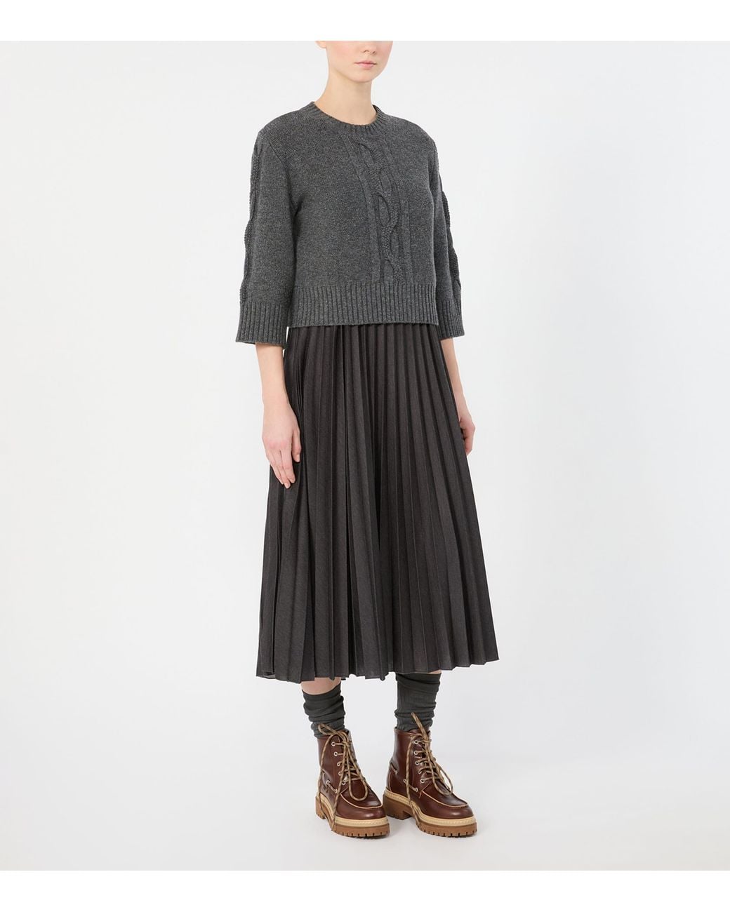 Weekend by Maxmara Black Jersey Midi Dress With Virgin Wool Sweater