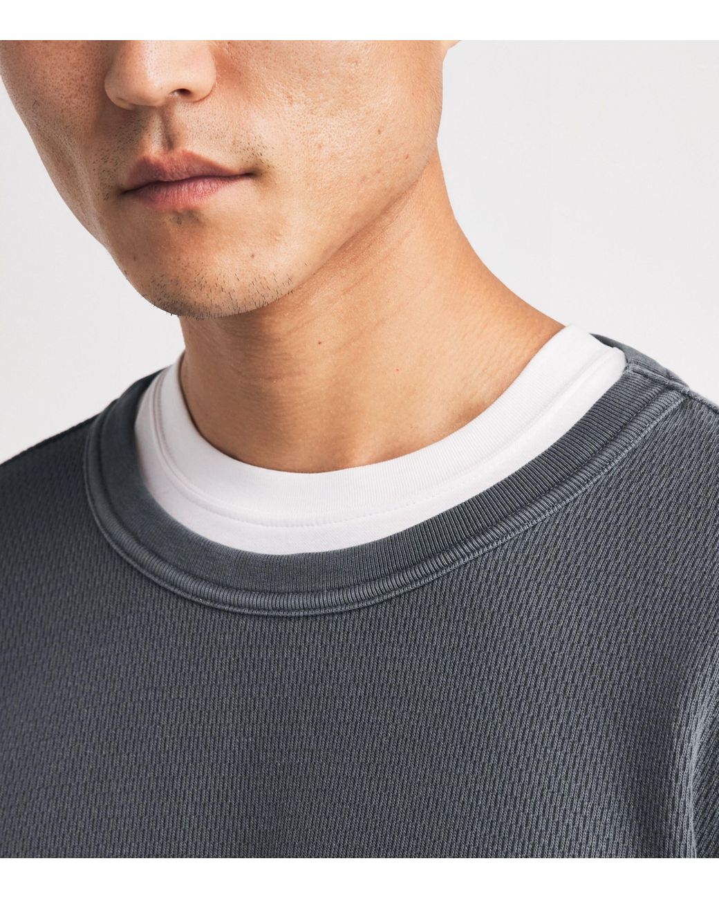 Citizens of Humanity Gray Cotton Waffle-Stitch Sweater for men
