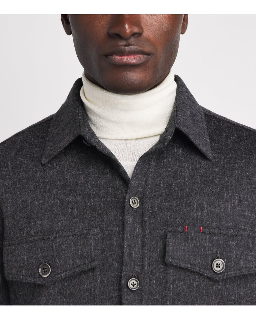 Isaia Blue Wool Overshirt for men