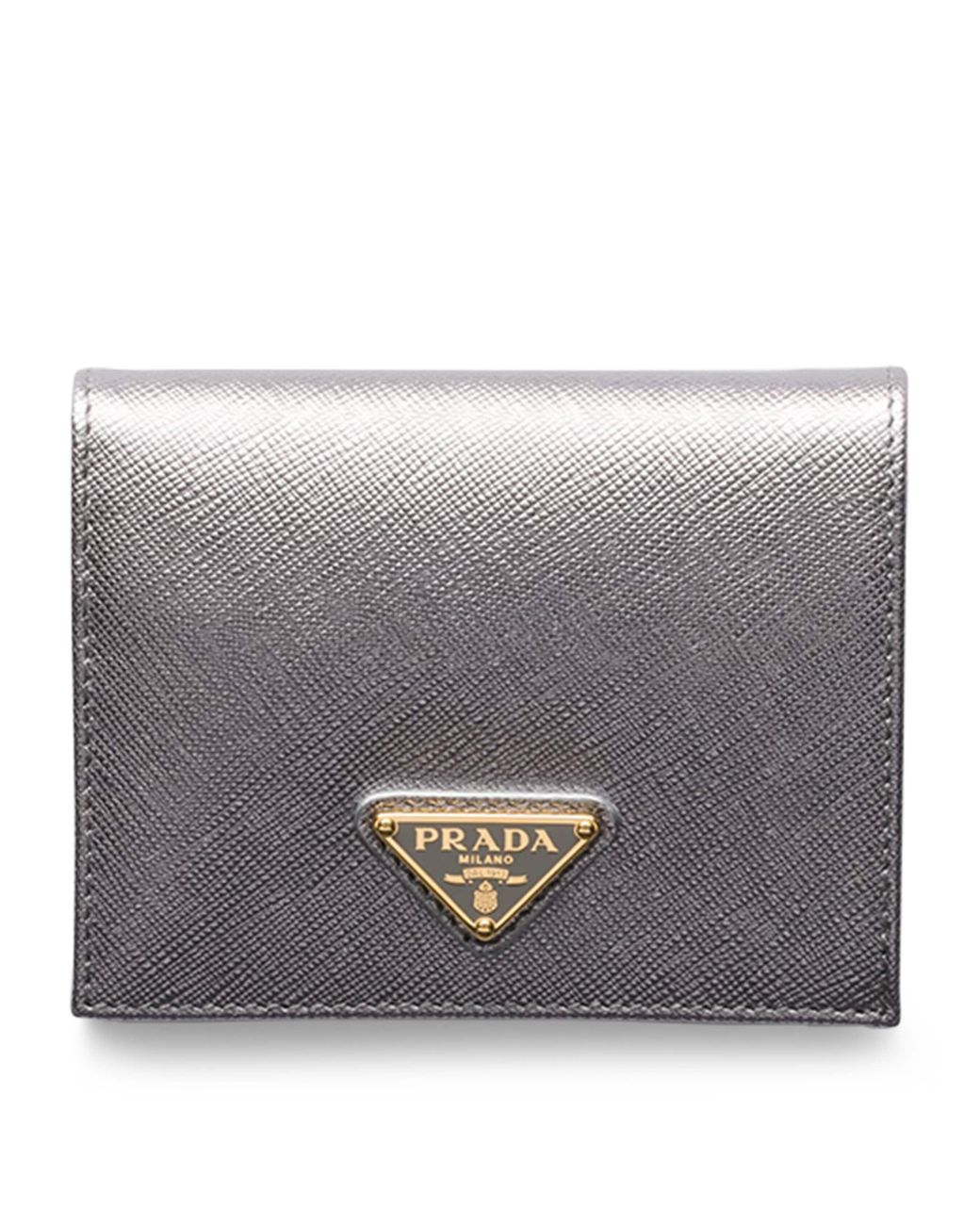 Prada Gray Small Saffiano Leather Bifold Wallet
