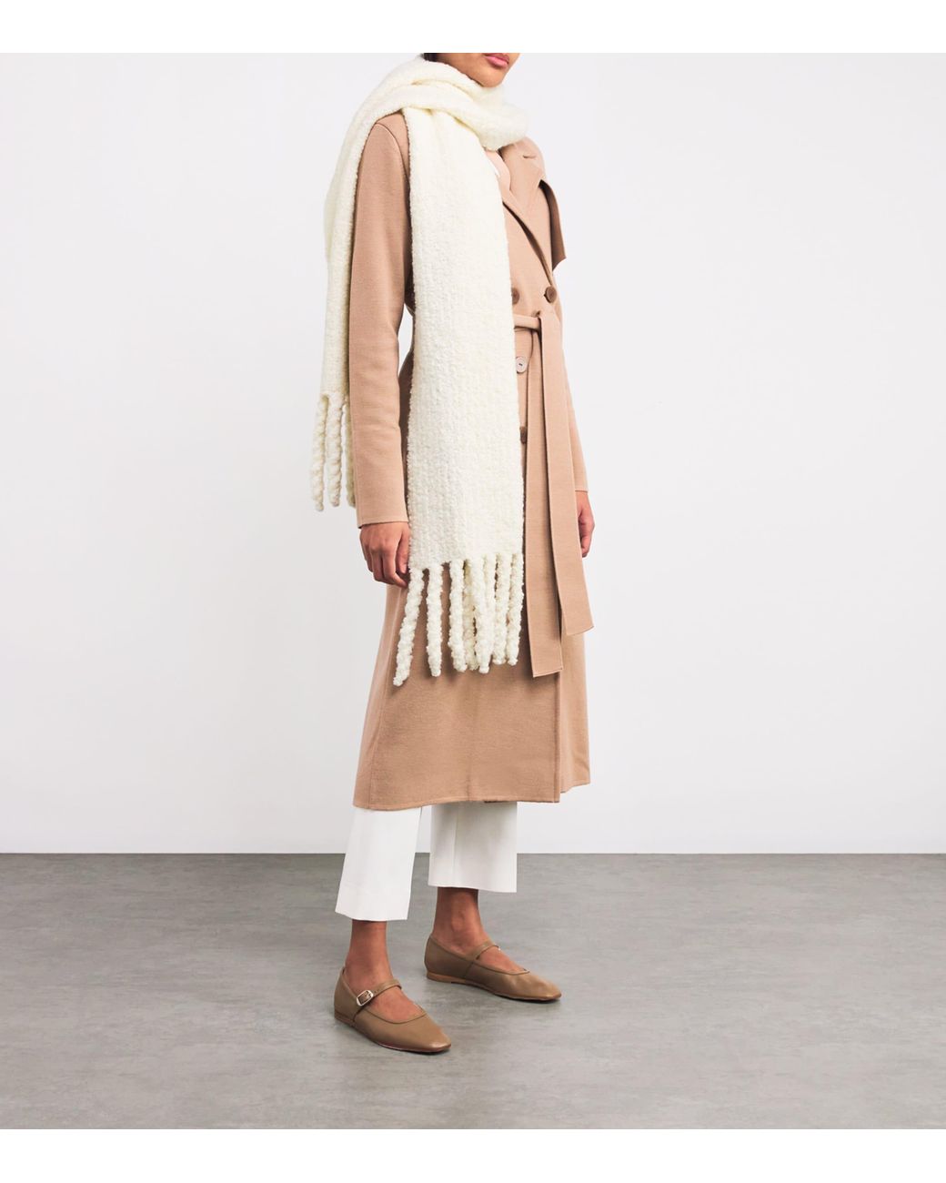 Joseph White Bouclé Knit Scarf