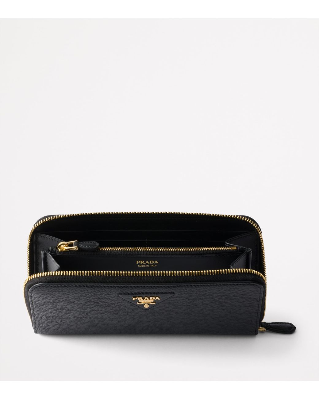 Prada Black Large Leather Zipped Wallet