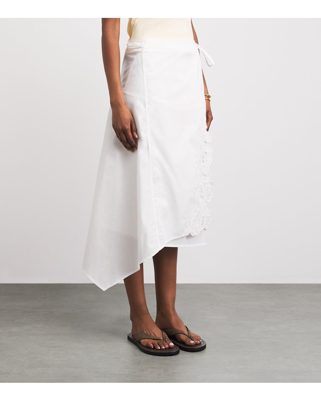 Sir White Cotton Klara Midi Skirt