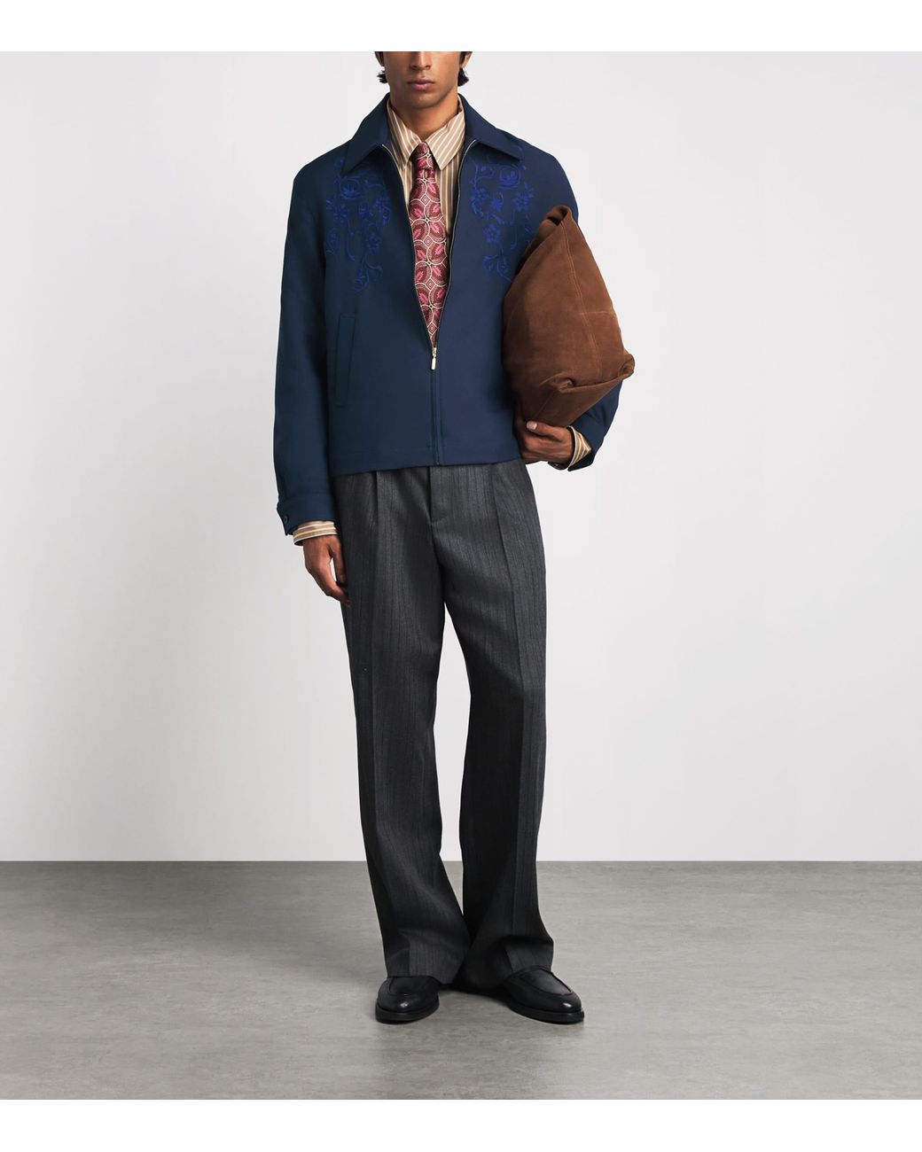 Drole de Monsieur Blue Embroidered Bomber Jacket for men