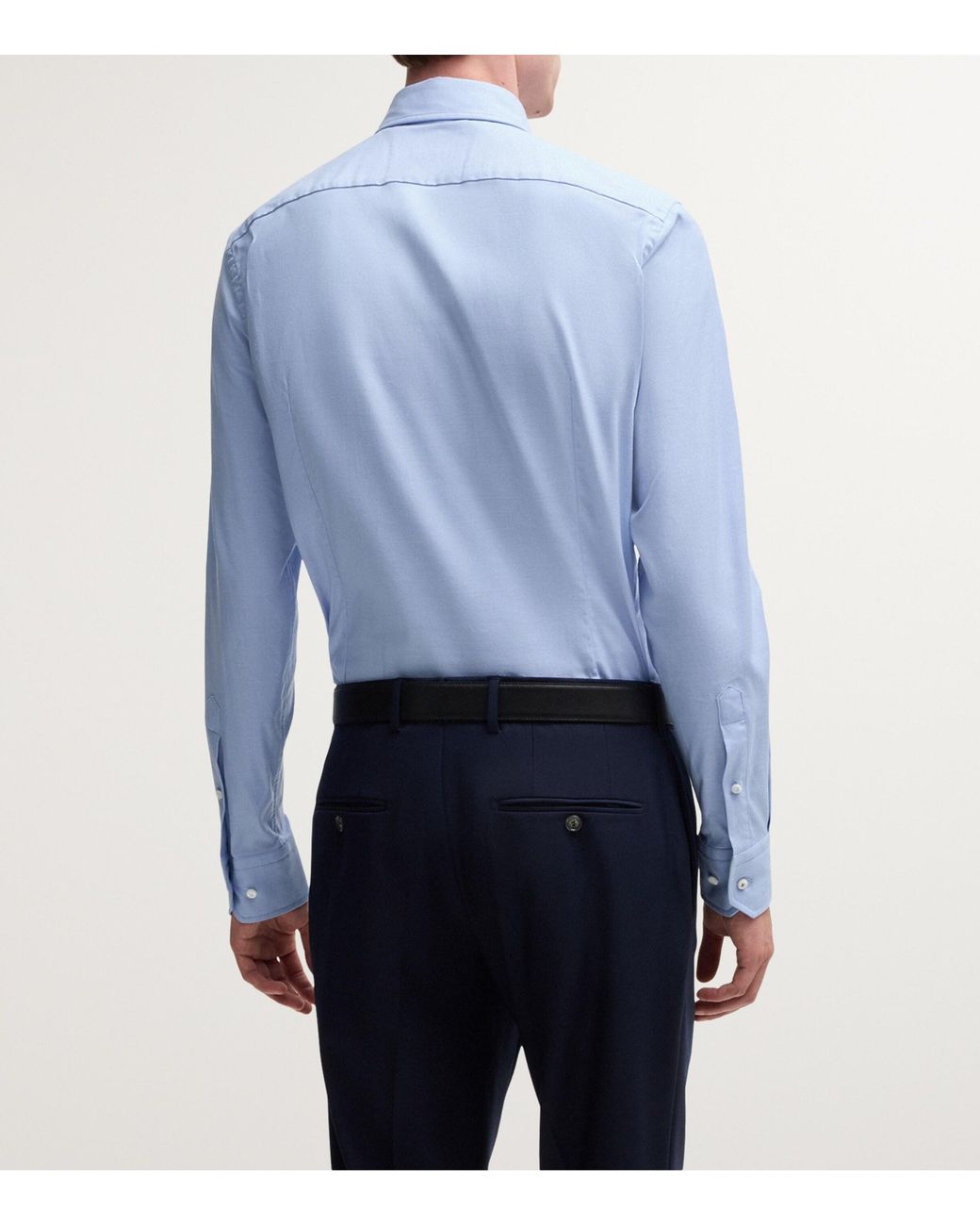 Boss Blue Stretch-Cotton Slim Shirt for men