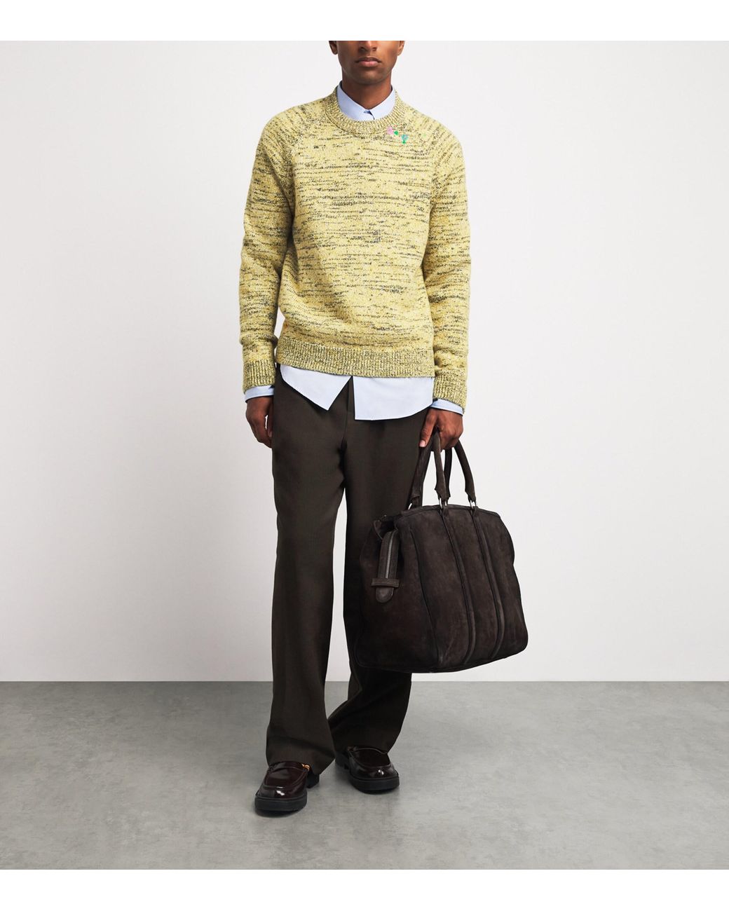 Dries Van Noten Yellow Wool-Blend Embroidered Sweater for men