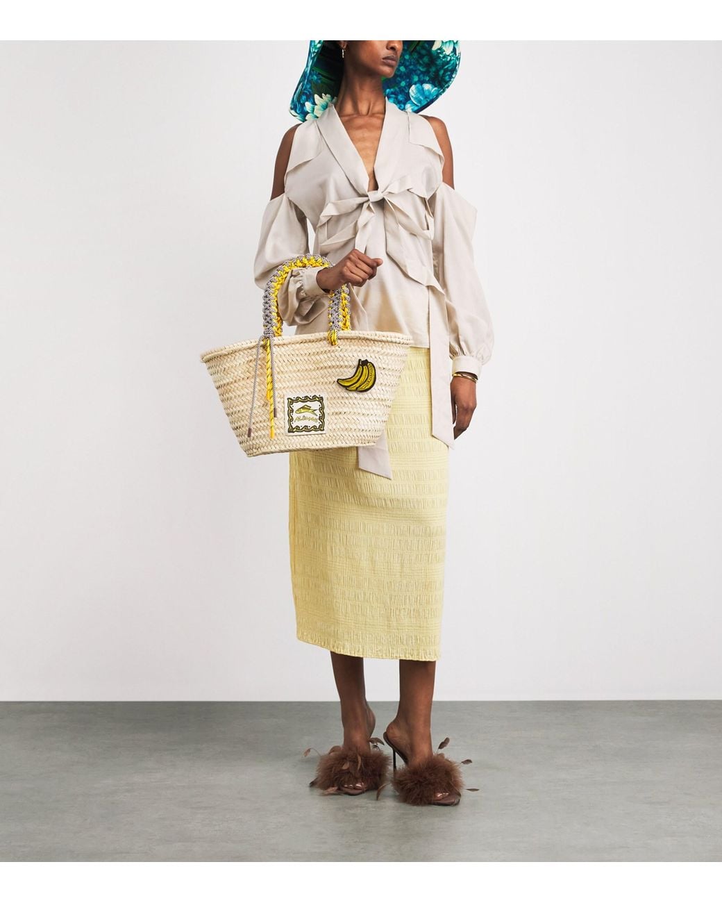 ALÉMAIS Metallic Medium Woven Mona Basket Bag
