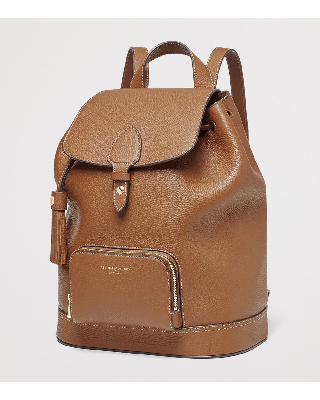 Aspinal Brown Small Leather Hudson Backpack