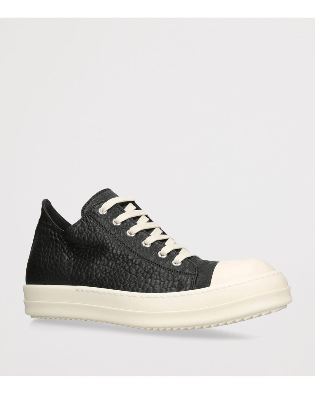 Rick Owens Black Leather Low-Top Sneakers for men