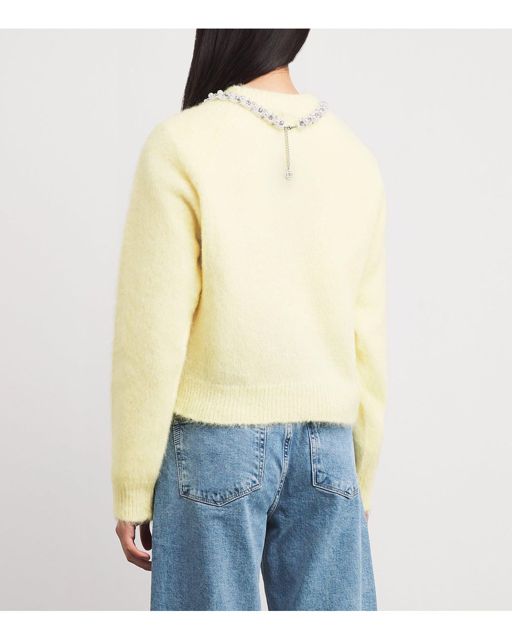 Maje Yellow Removable Jewel-Collar Sweater
