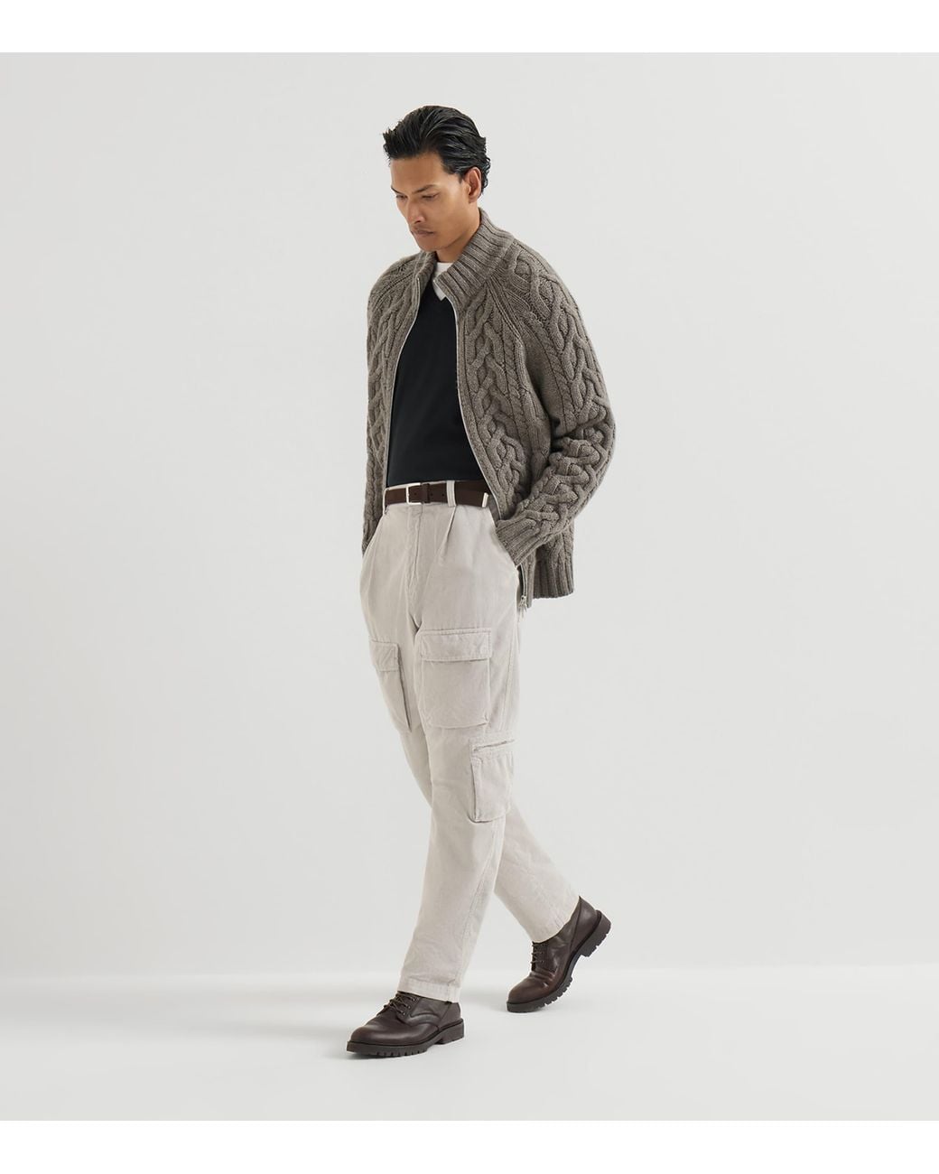Brunello Cucinelli Black Cashmere Crew-Neck Sweater for men