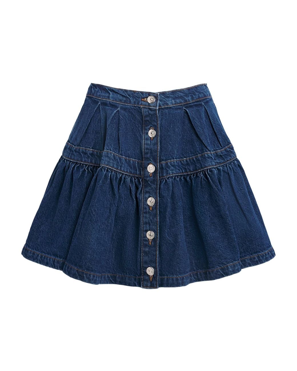 Maje Blue Denim Button-Detail Mini Skirt