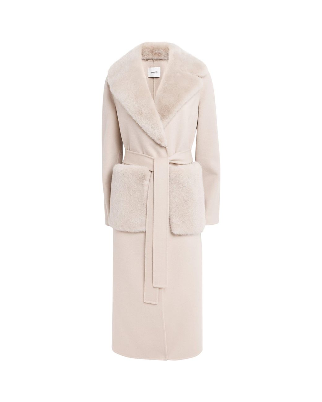 Yves Salomon Natural Cashmere-Mink Belted Long Coat